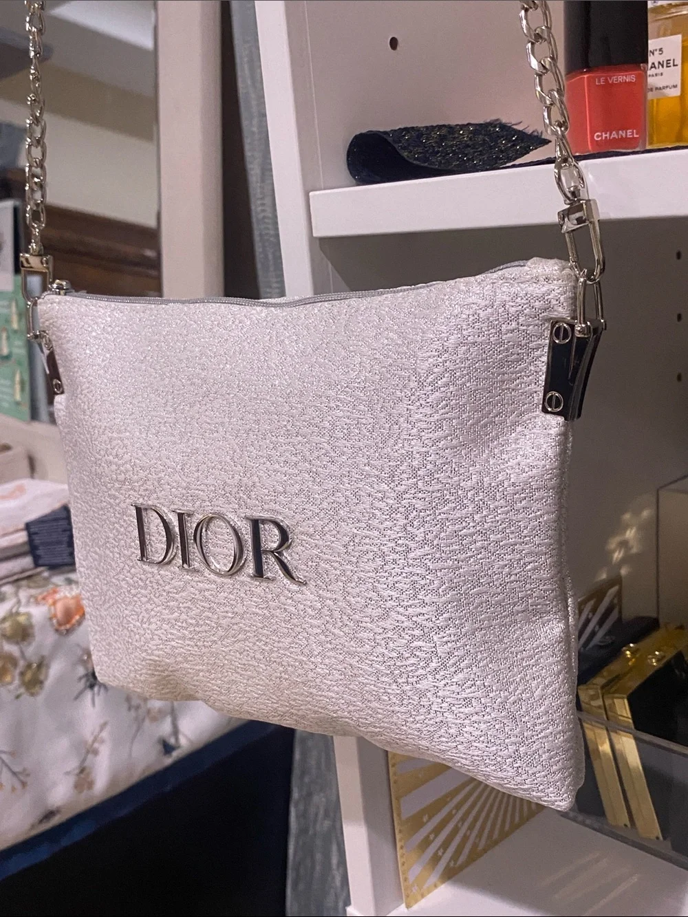 Dior Pearl White Metallic Bag